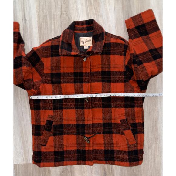 WOOLRICH vintage orange/black wool toggle jacket - size XL - Picture 7 of 14